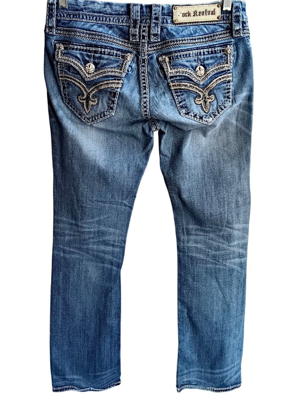 Rock Revival Jeans Ashley Boot Easy sz 28 Blue Distressed Bootcut